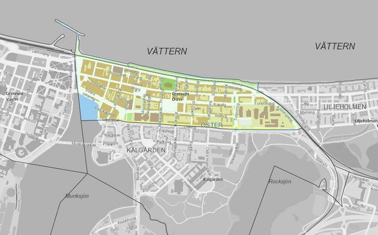 Östra centrum enligt Jönköpings kommunkarta